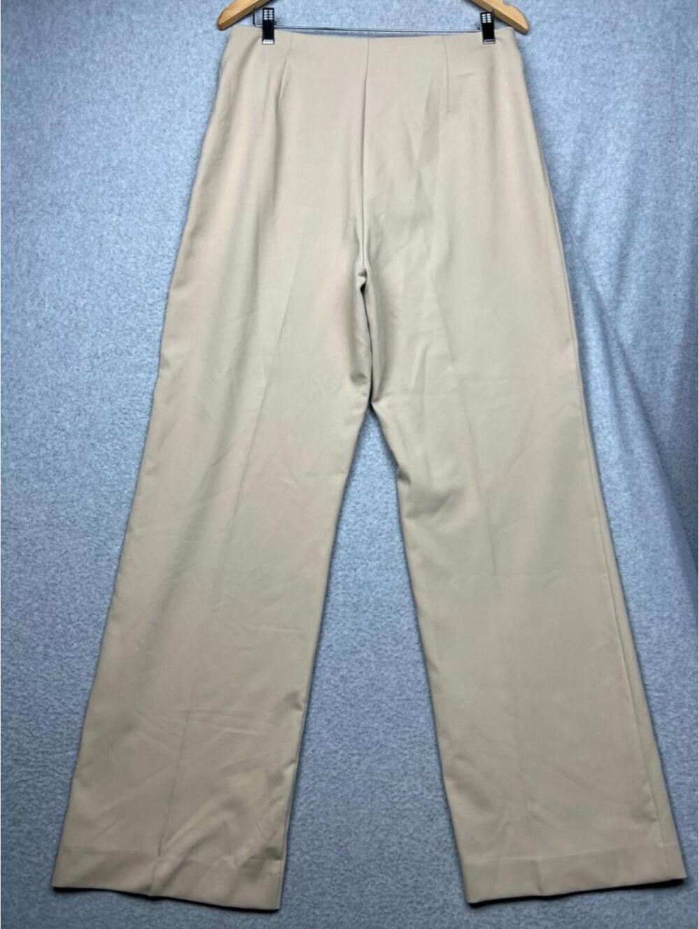 Zara Straight Leg Pants Womens Size L Beige Minimalist Simple Career Office - Picture 2 of 11